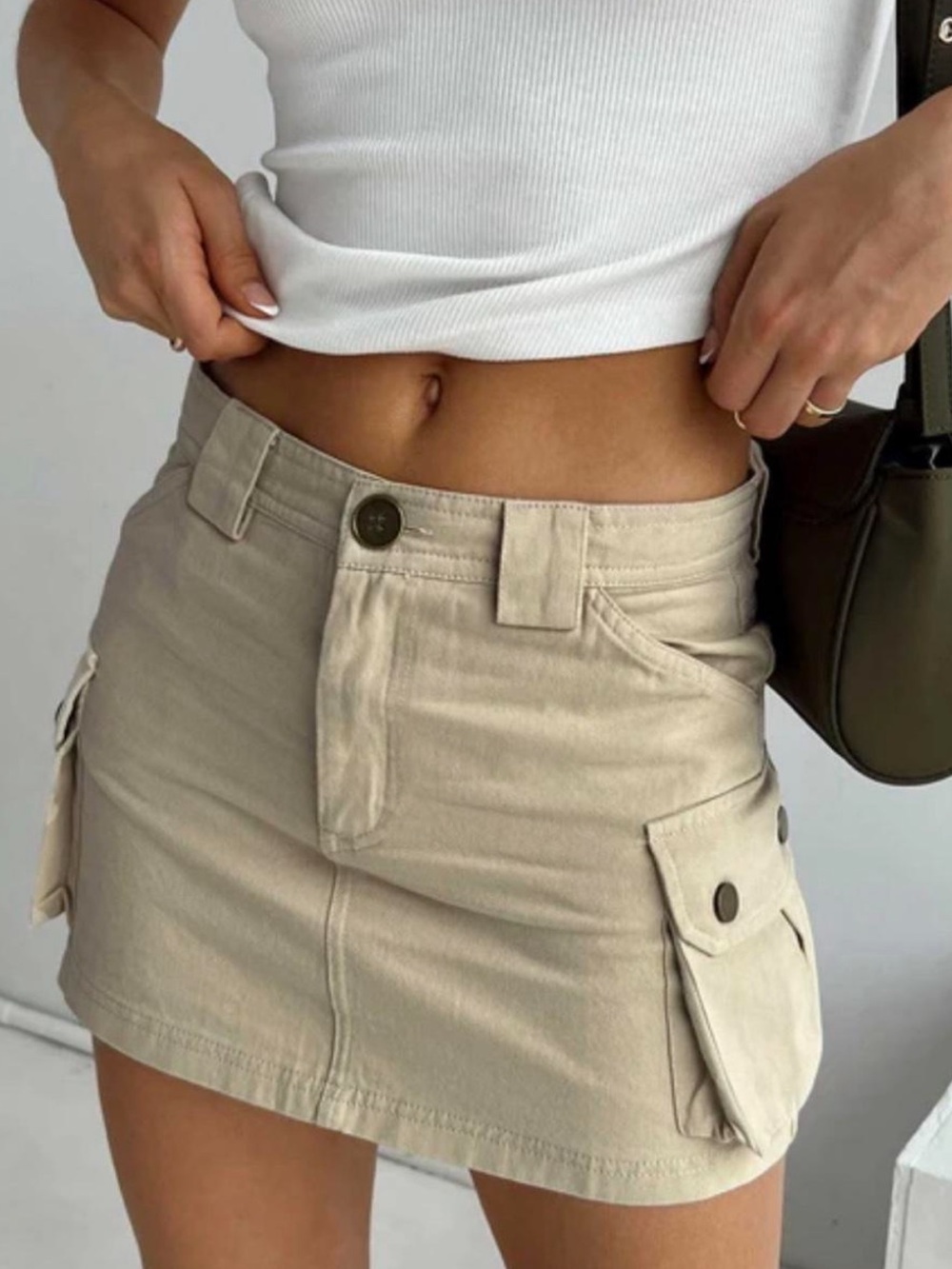 Princess Polly Tan Cargo Mini Skirt